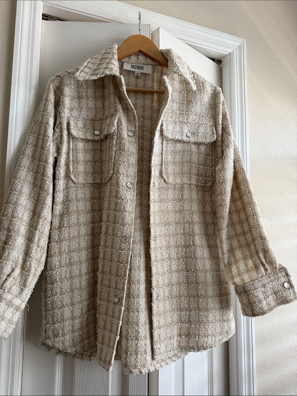 BB DAKOTA Cream Textured Tweed Shacket